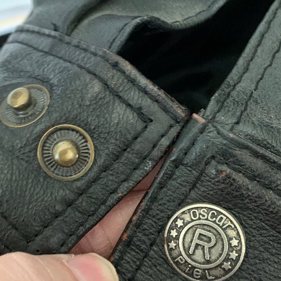 OSCAR PIEL Vintage Men's Leather Motorcycle Coat (Size XL) - Picture 6 of 9